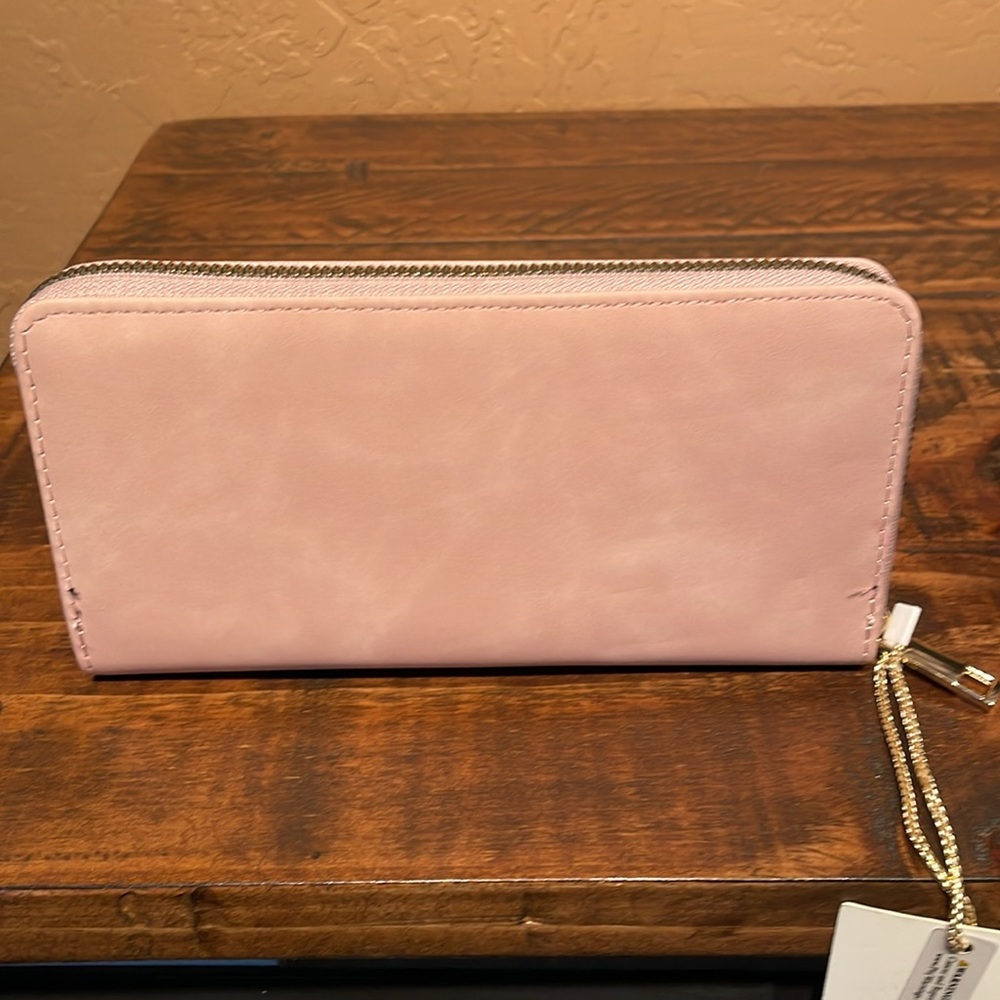 Pink Butterfly Embossed Vegan Micro
Suede Wallet with 20 flower stickers! - Picture 3 of 6